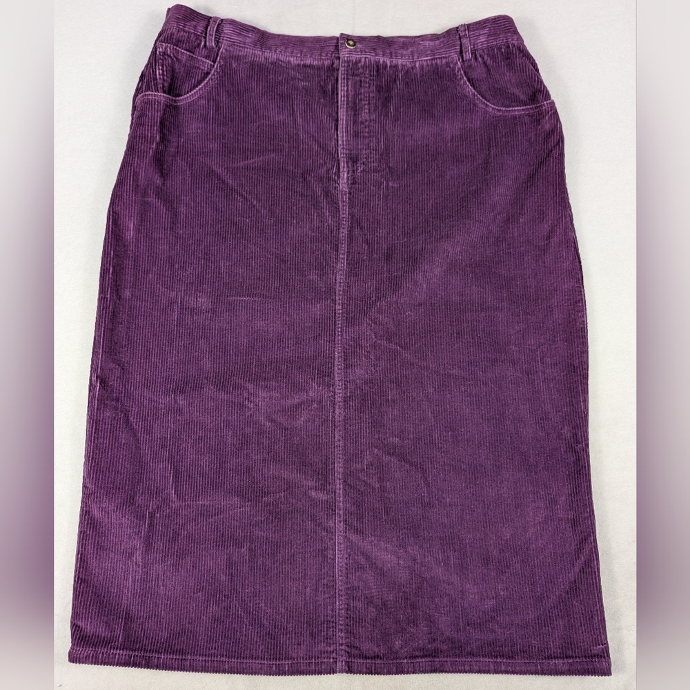 Orvis Purple Corduroy Women's 5 Pocket Pencil Skirt Plus Size 20 - Picture 2 of 4